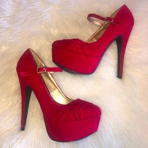Charlotte Russe Red Suede Heels